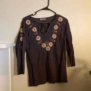 Purple floral blouse